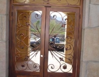 Biparting & transom scroll, copper & Faux